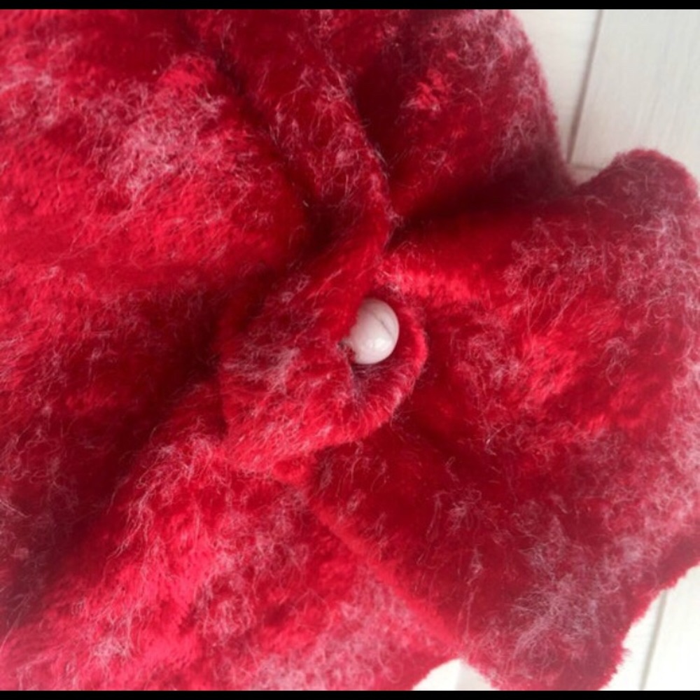 Holiday red velveteen brooch pin